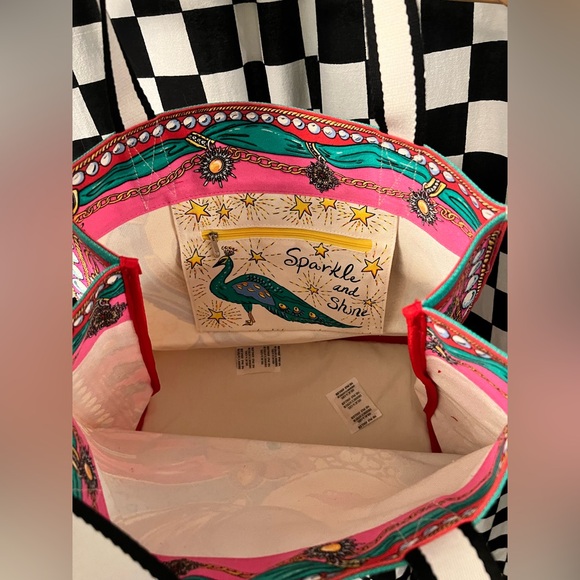 NWT Brighton Sparkle and Shine Tote Bag Canvas Glam Peace Love Shopping Carryall - Picture 8 of 10